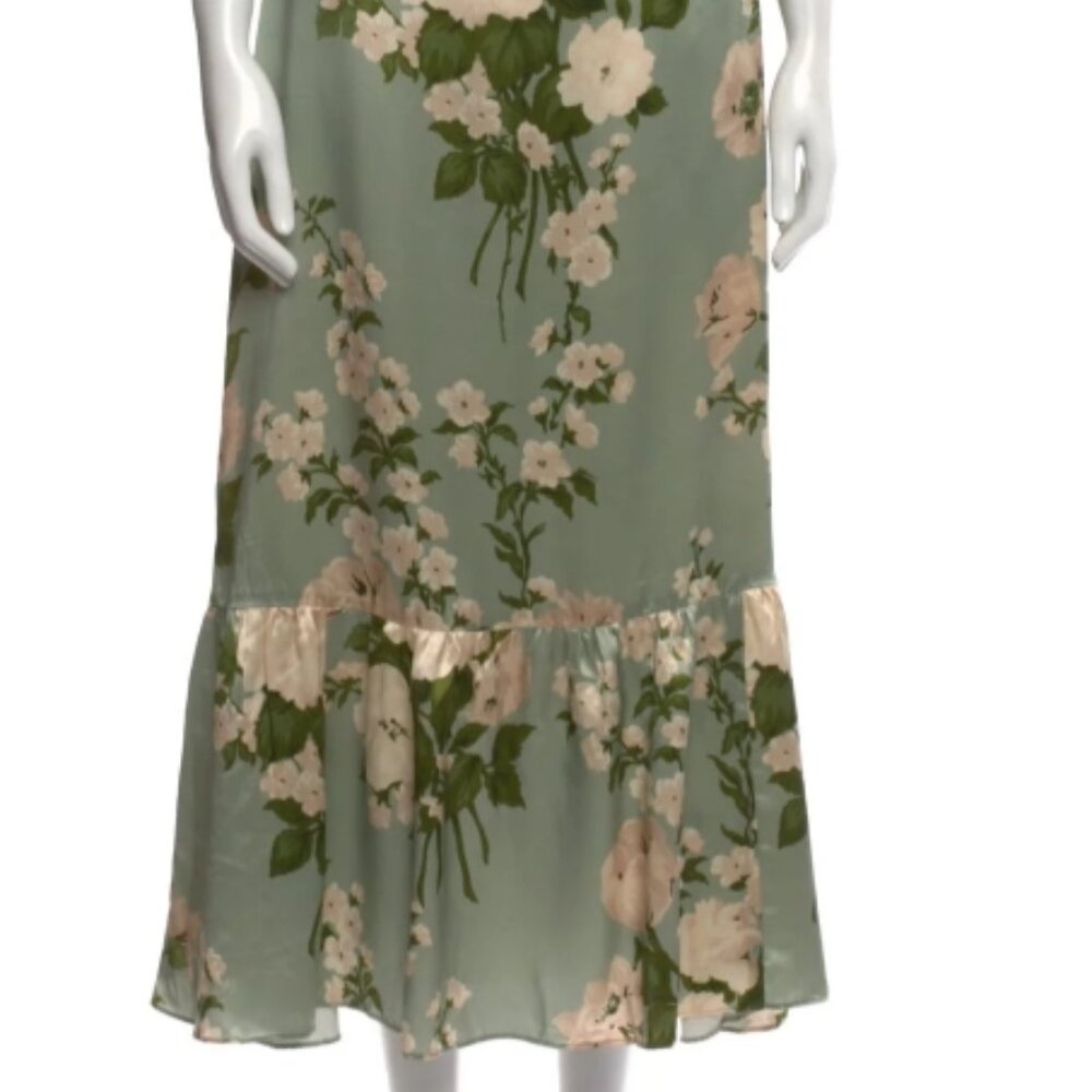 NWOT Reformation Sianna Silk Floral Midi Dress in Tarragon S $328 - Picture 11 of 12